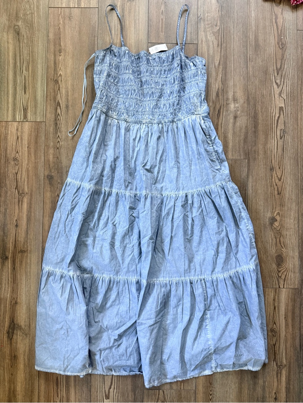 GAP Light Blue Smocked Tiered Maxi Dress